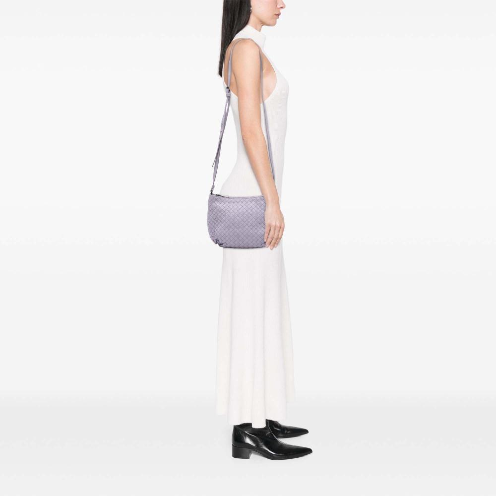 Bottega Veneta B Bottega Veneta Purple Light Purple Goatskin Leather Cervo Intrecciato Crossbody Italy