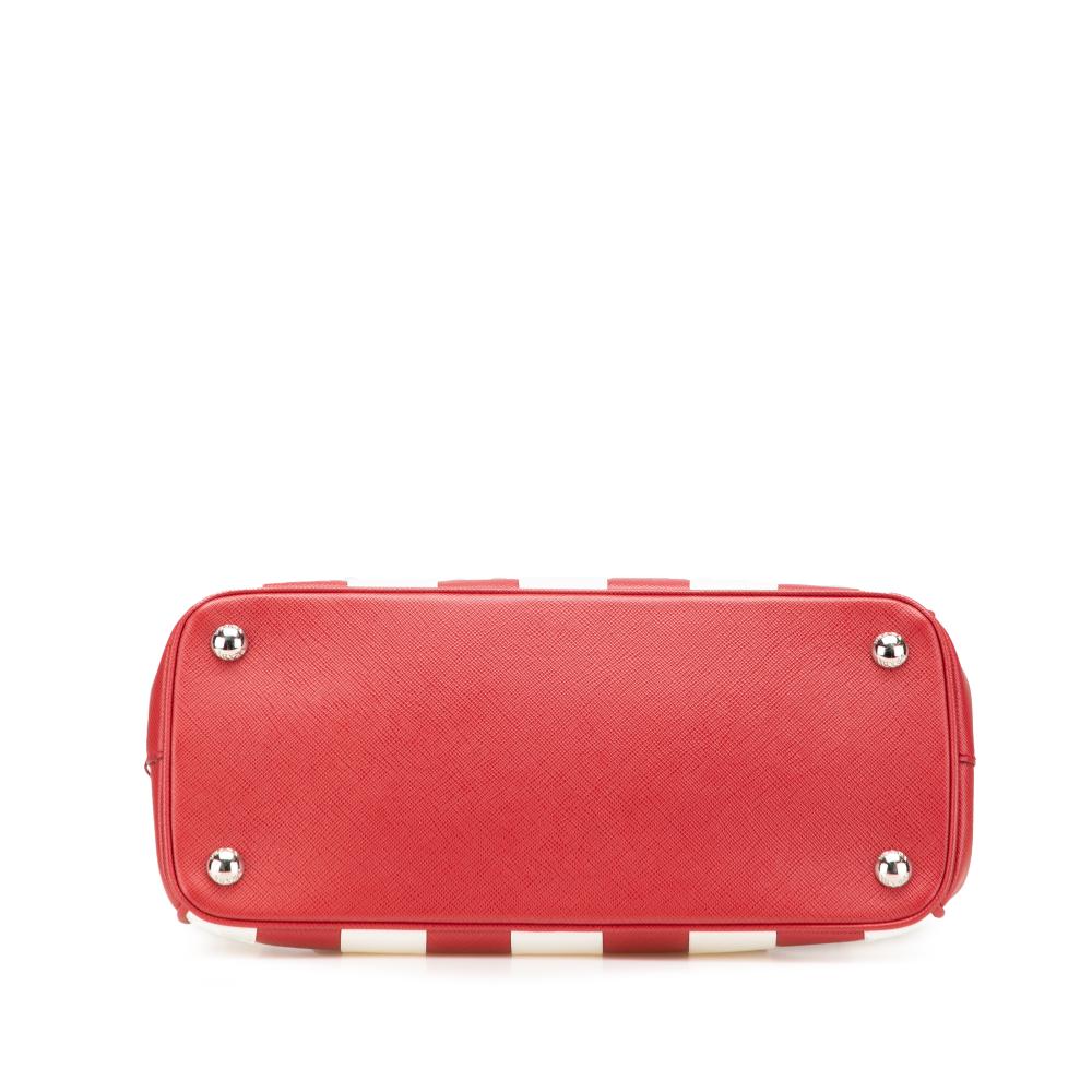 Prada B Prada Red Saffiano Leather Small Bicolor Galleria Double Zip Satchel Italy