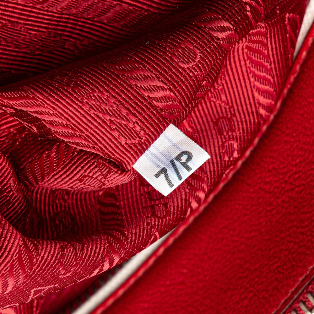 Prada B Prada Red Saffiano Leather Small Bicolor Galleria Double Zip Satchel Italy