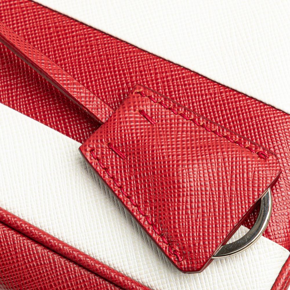 Prada B Prada Red Saffiano Leather Small Bicolor Galleria Double Zip Satchel Italy