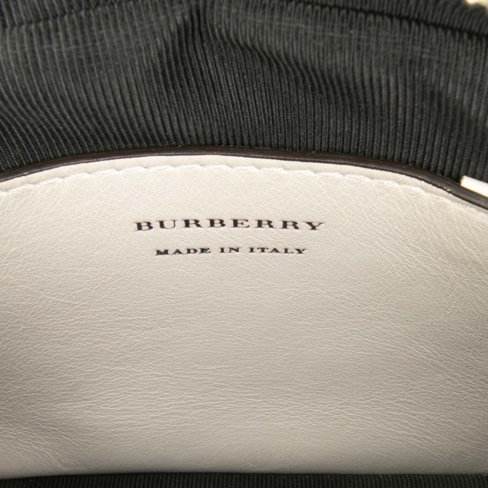 Burberry B Burberry Brown Beige with White Canvas Fabric Haymarket Check 1983 Link Crossbody Italy