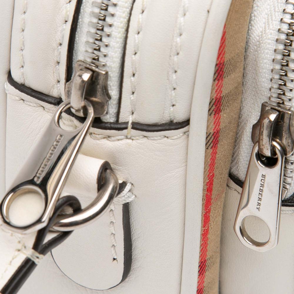 Burberry B Burberry Brown Beige with White Canvas Fabric Haymarket Check 1983 Link Crossbody Italy