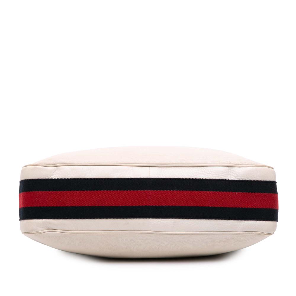 Gucci B Gucci White Calf Leather Medium Pebbled skin Web Heritage Shoulder Bag Italy