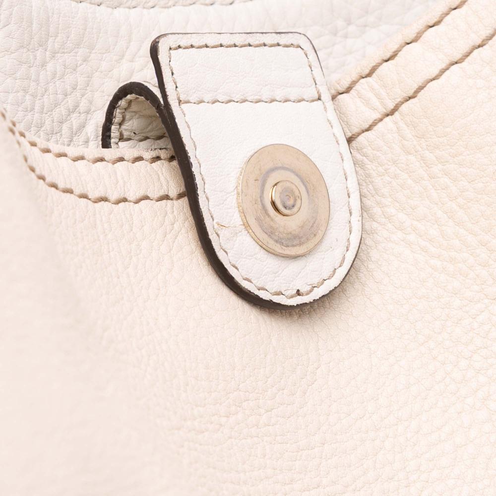 Gucci B Gucci White Calf Leather Medium Pebbled skin Web Heritage Shoulder Bag Italy