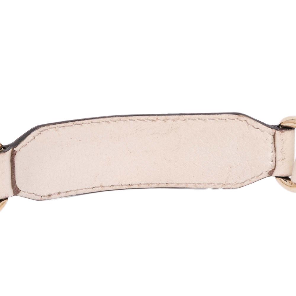 Gucci B Gucci White Calf Leather Medium Pebbled skin Web Heritage Shoulder Bag Italy