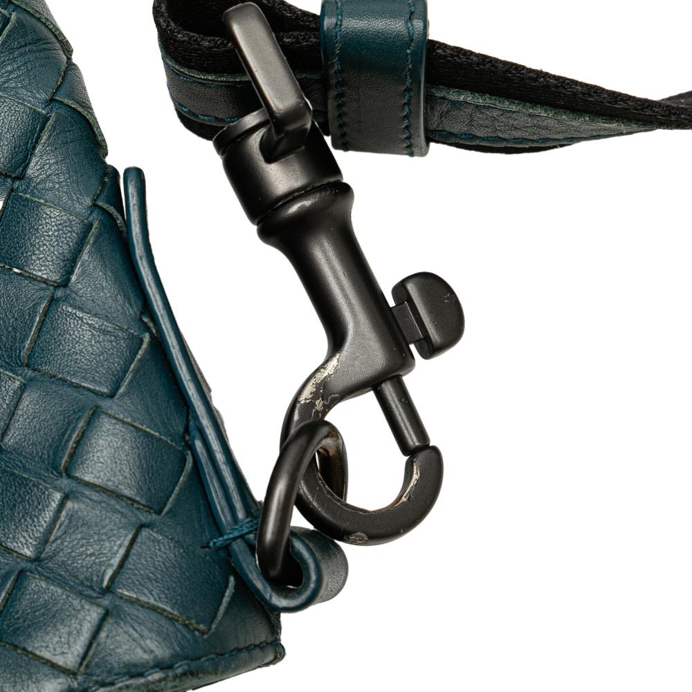 Bottega Veneta B Bottega Veneta Blue Turquoise Nappa Leather Leather Nappa Intrecciato VN Crossbody Italy
