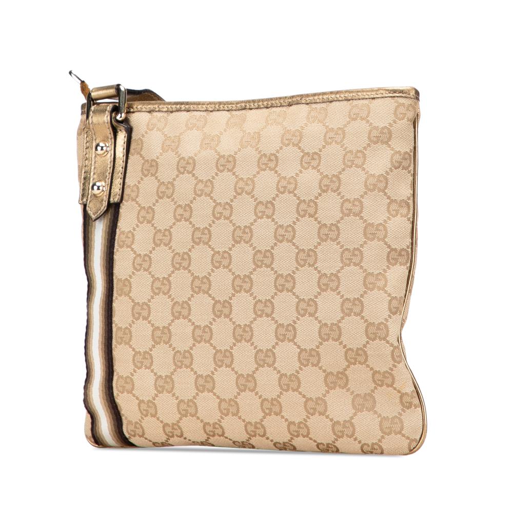 Gucci B Gucci Brown Beige Canvas Fabric GG Jolicoeur Crossbody Italy