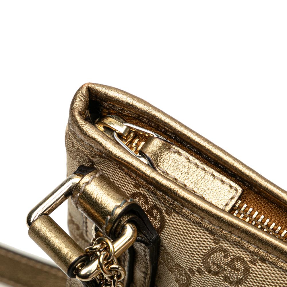 Gucci B Gucci Brown Beige Canvas Fabric GG Jolicoeur Crossbody Italy