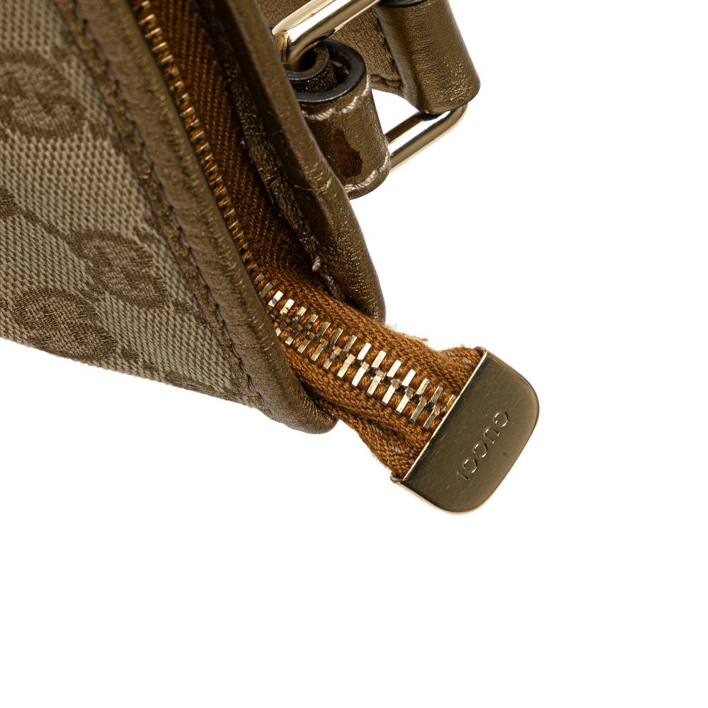 Gucci B Gucci Brown Beige Canvas Fabric GG Jolicoeur Crossbody Italy