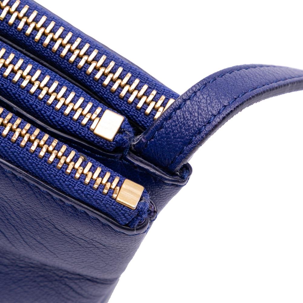 Celine B Celine Blue Midnight Blue Lambskin Leather Leather Small Lambskin Trio Crossbody Italy