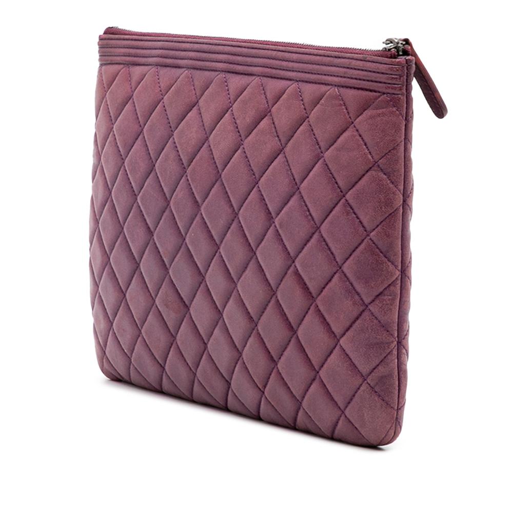 Chanel B Chanel Purple Lambskin Leather Leather Medium Quilted Lambskin Boy O Case Clutch Italy