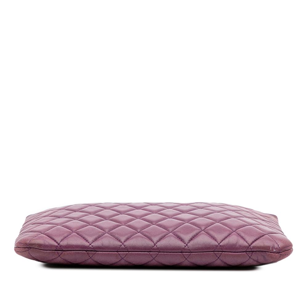 Chanel B Chanel Purple Lambskin Leather Leather Medium Quilted Lambskin Boy O Case Clutch Italy