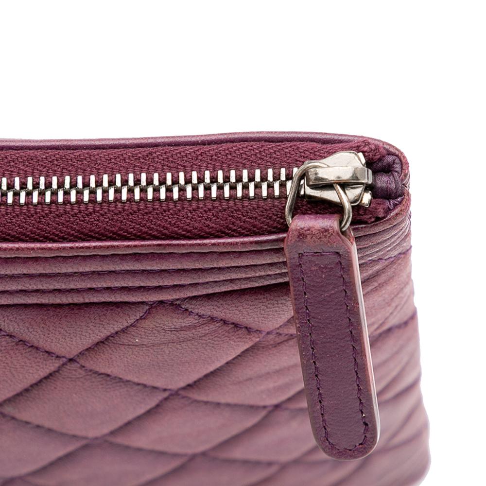 Chanel B Chanel Purple Lambskin Leather Leather Medium Quilted Lambskin Boy O Case Clutch Italy