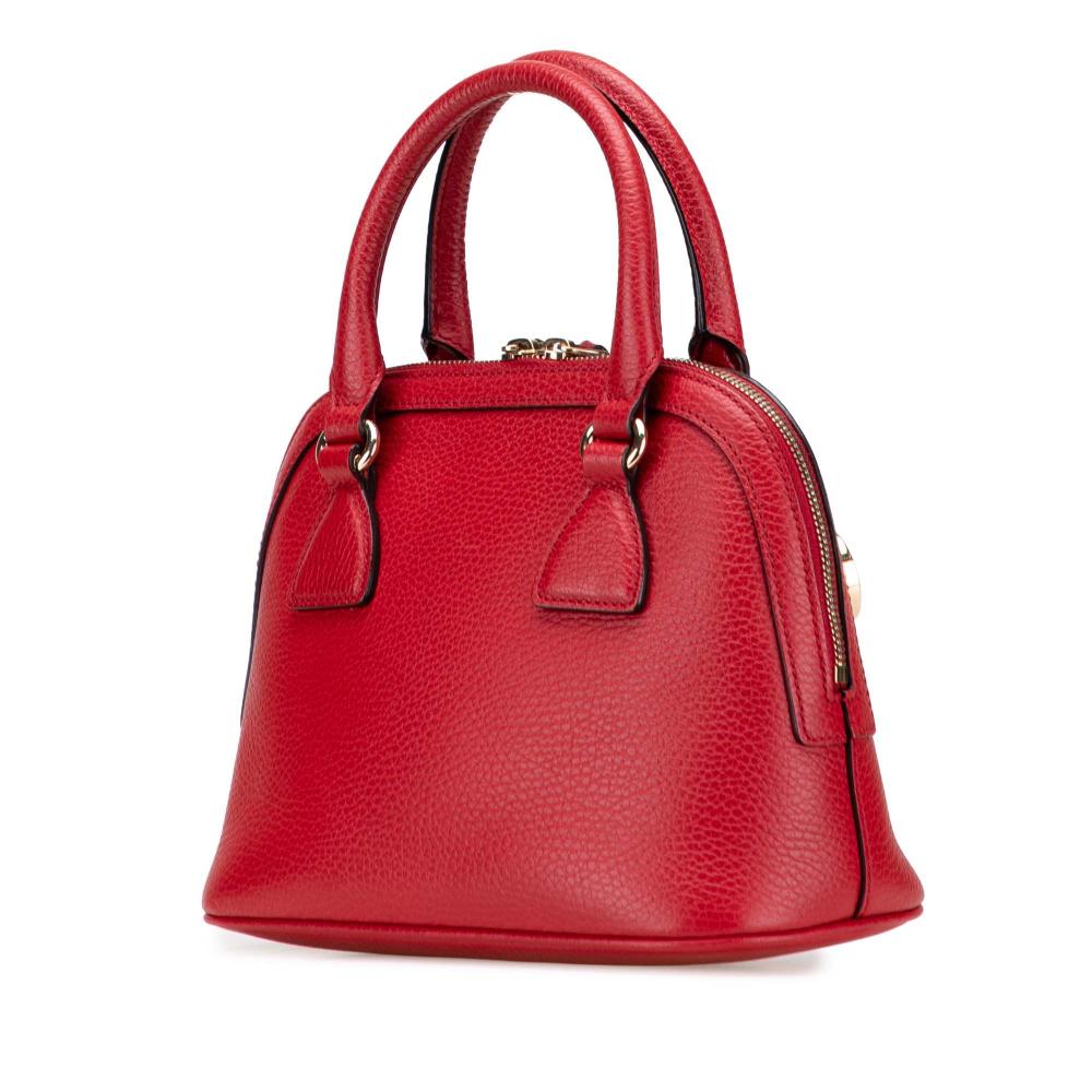 Gucci AB Gucci Red Calf Leather Mini GG Charm Dome Satchel Italy