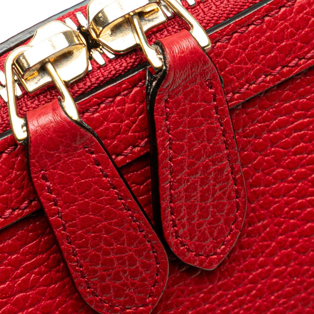 Gucci AB Gucci Red Calf Leather Mini GG Charm Dome Satchel Italy