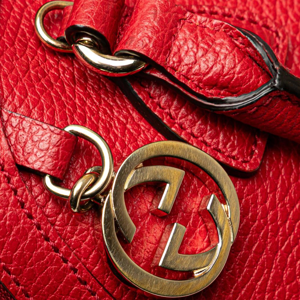 Gucci AB Gucci Red Calf Leather Mini GG Charm Dome Satchel Italy