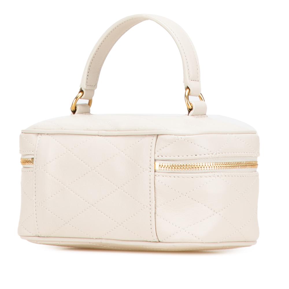 Saint Laurent B Saint Laurent White Ivory Lambskin Leather Leather Quilted Lambskin East West Vanity Case Jamaica