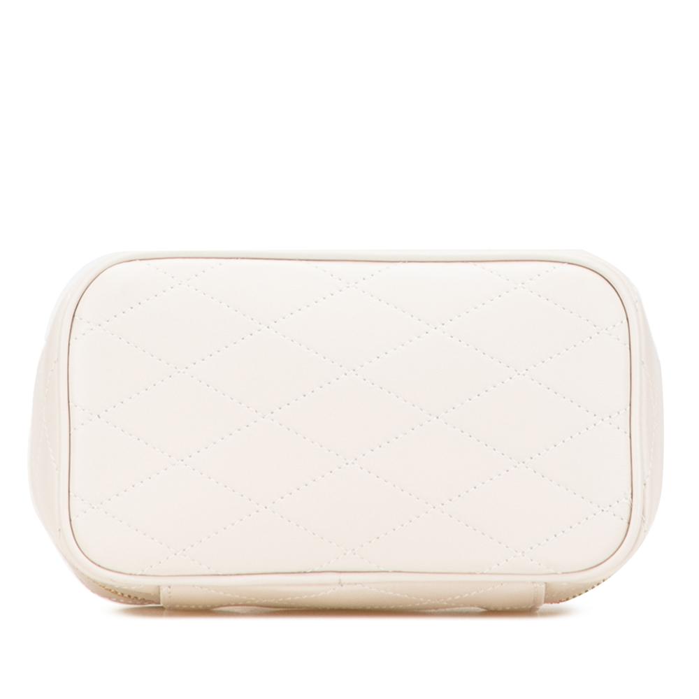 Saint Laurent B Saint Laurent White Ivory Lambskin Leather Leather Quilted Lambskin East West Vanity Case Jamaica