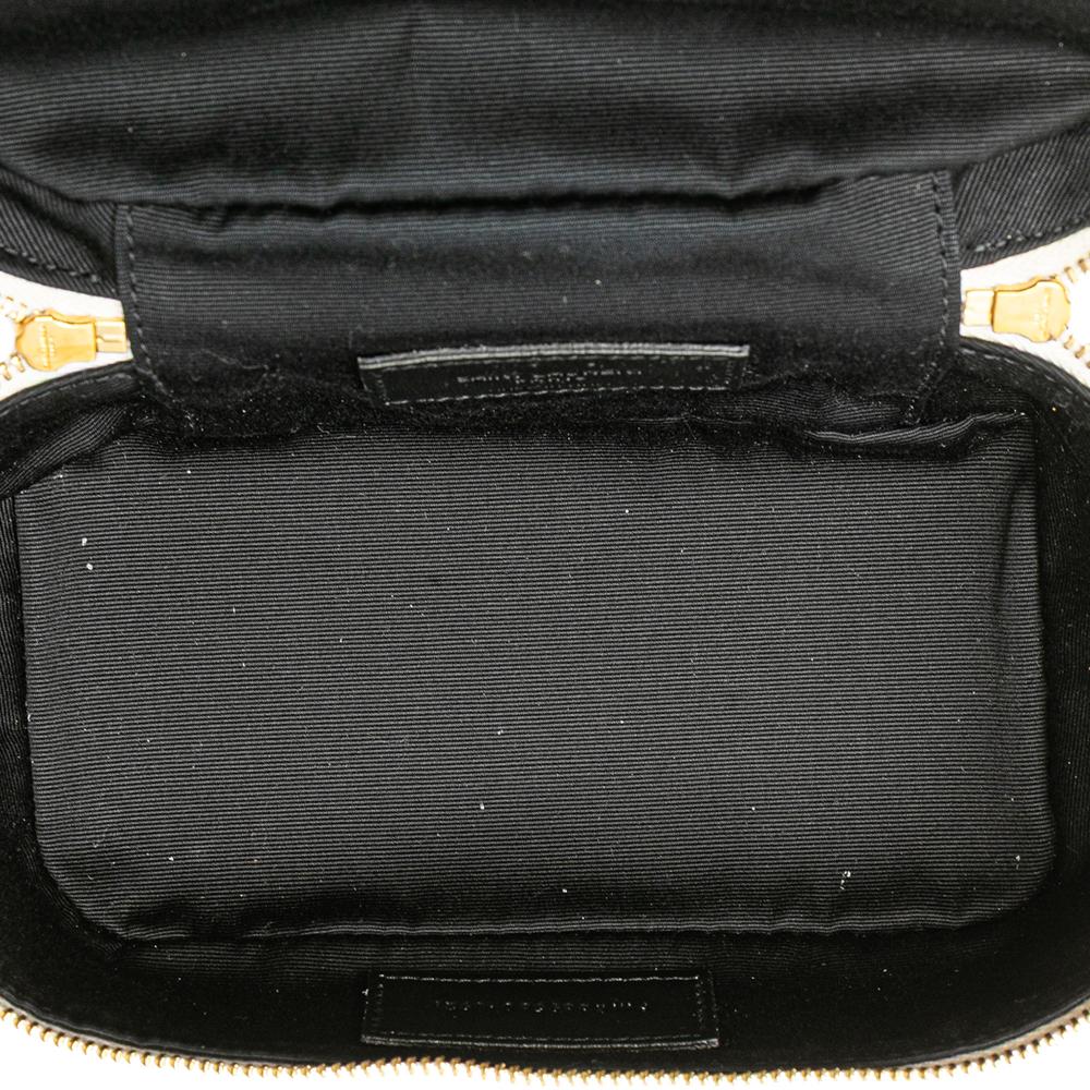 Saint Laurent B Saint Laurent White Ivory Lambskin Leather Leather Quilted Lambskin East West Vanity Case Jamaica