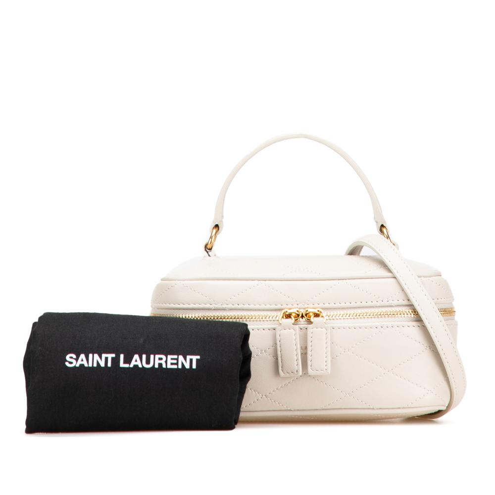 Saint Laurent B Saint Laurent White Ivory Lambskin Leather Leather Quilted Lambskin East West Vanity Case Jamaica