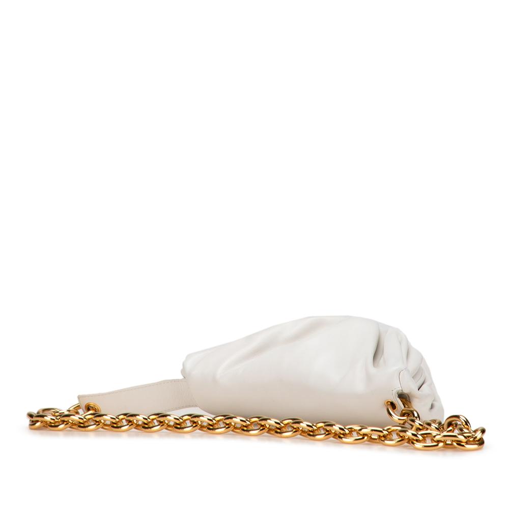Bottega Veneta AB Bottega Veneta White Lambskin Leather Leather Lambskin Belt Chain Pouch Italy