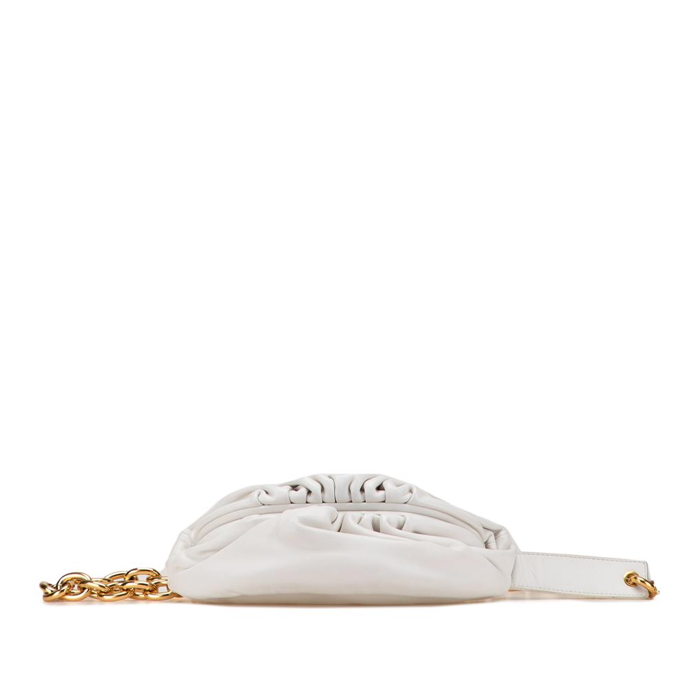 Bottega Veneta AB Bottega Veneta White Lambskin Leather Leather Lambskin Belt Chain Pouch Italy