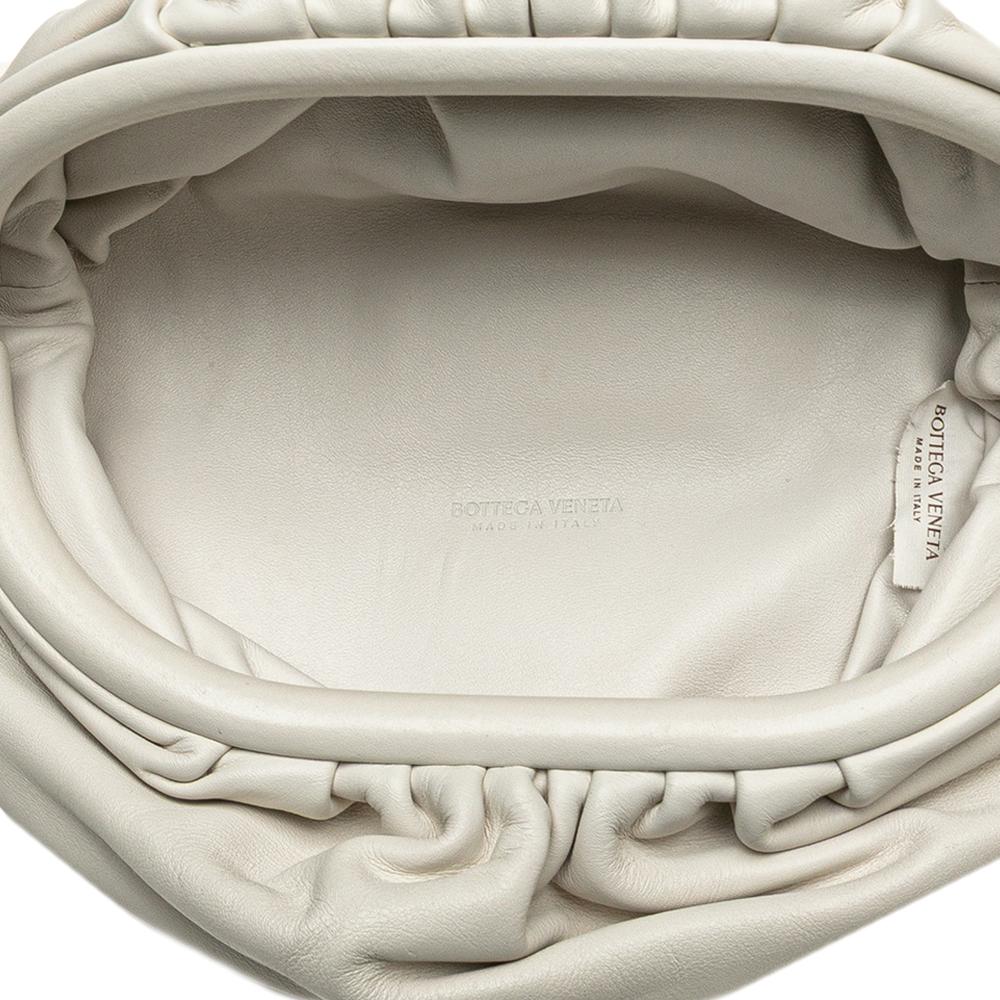 Bottega Veneta AB Bottega Veneta White Lambskin Leather Leather Lambskin Belt Chain Pouch Italy