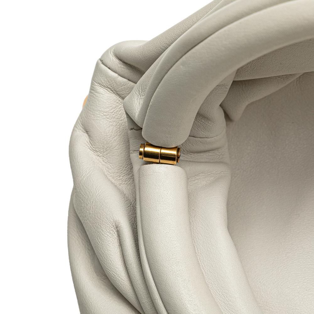 Bottega Veneta AB Bottega Veneta White Lambskin Leather Leather Lambskin Belt Chain Pouch Italy