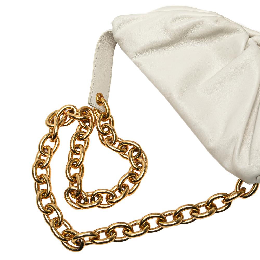 Bottega Veneta AB Bottega Veneta White Lambskin Leather Leather Lambskin Belt Chain Pouch Italy