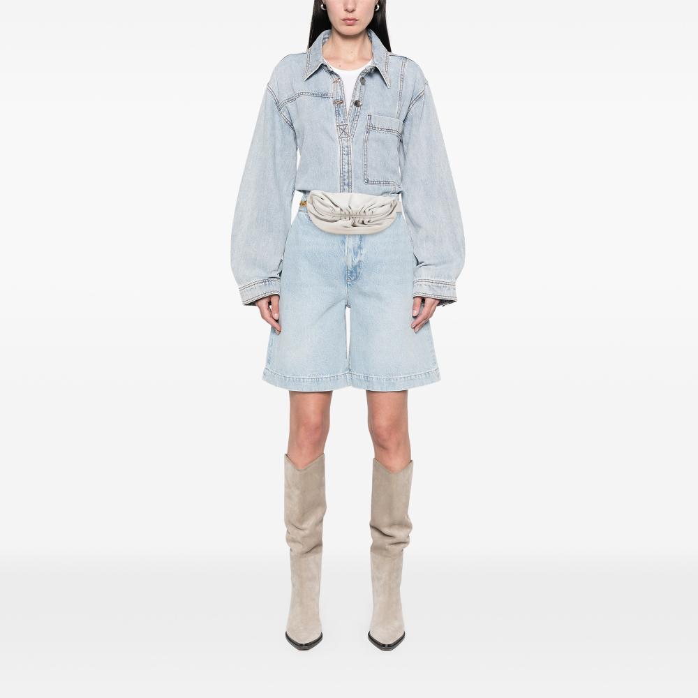 Bottega Veneta AB Bottega Veneta White Lambskin Leather Leather Lambskin Belt Chain Pouch Italy