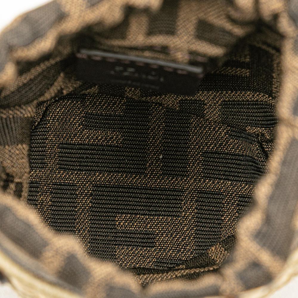 Fendi AB Fendi Brown Straw Natural Material Nano Zucca and Canvas Step Out Bag Italy