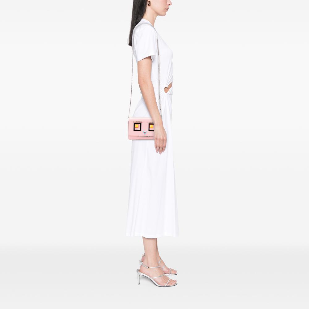 Fendi AB Fendi Pink Calf Leather Hypnoteyes Wallet on Chain Italy