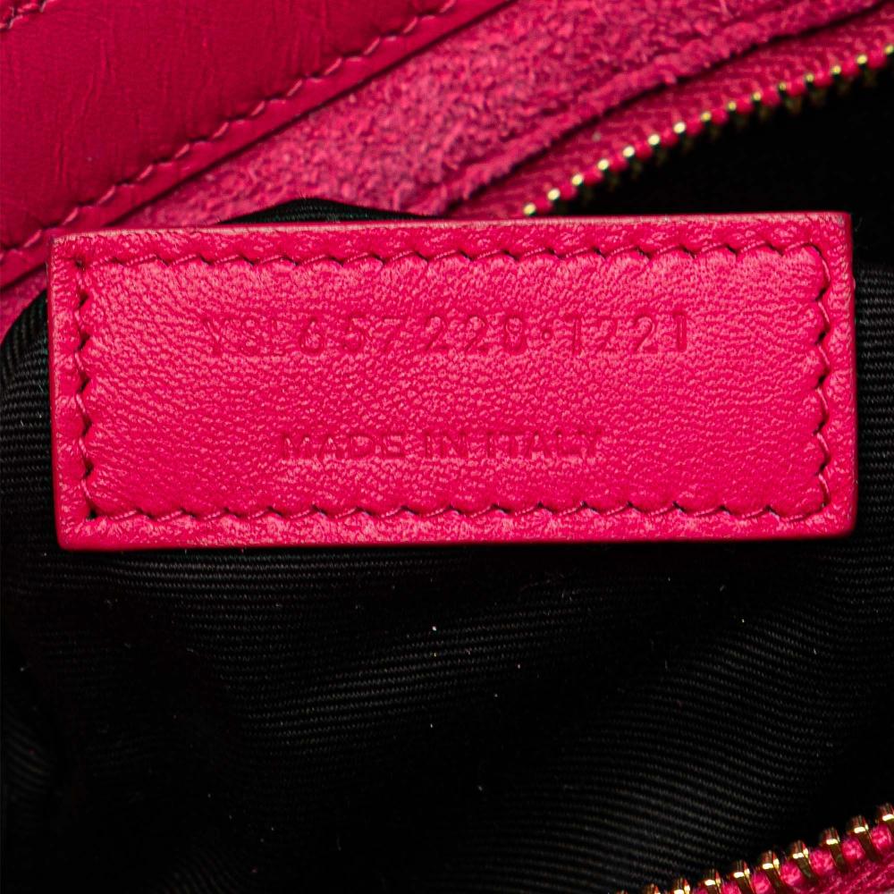 Saint Laurent B Saint Laurent Pink Hot Pink Calf Leather Smooth Le 5 a 7 Shoulder Bag Italy