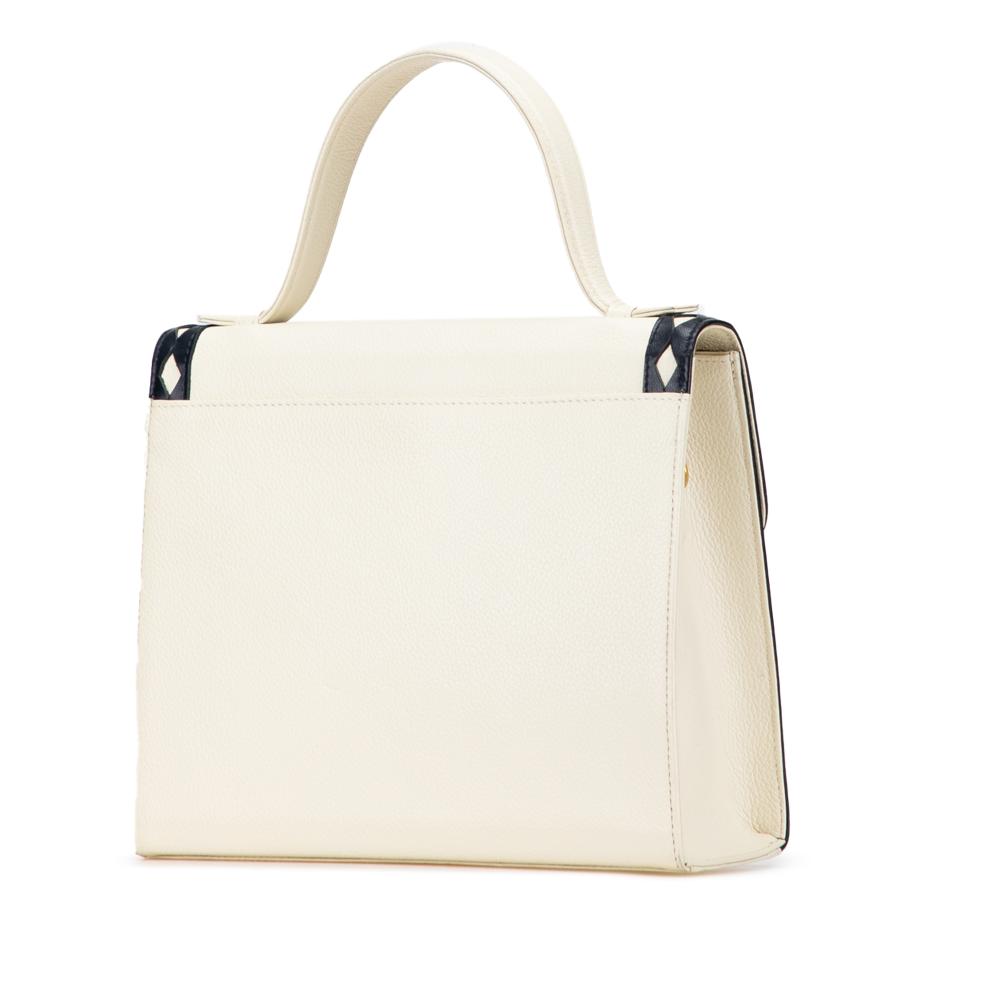 Saint Laurent B Saint Laurent White with Black Calf Leather Satchel France