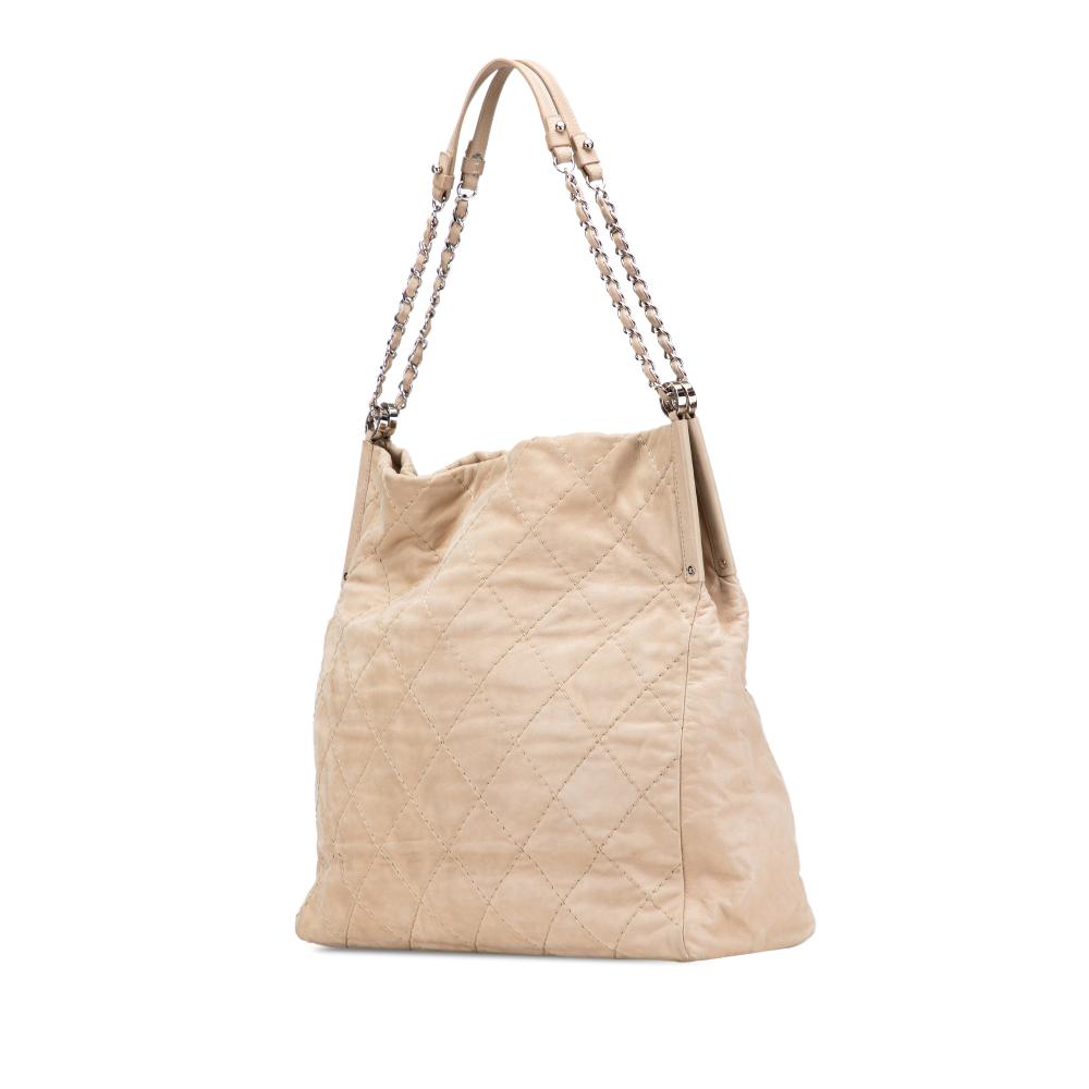 Chanel B Chanel Brown Beige Calf Leather Iridescent skin Sea Hit Tote Italy