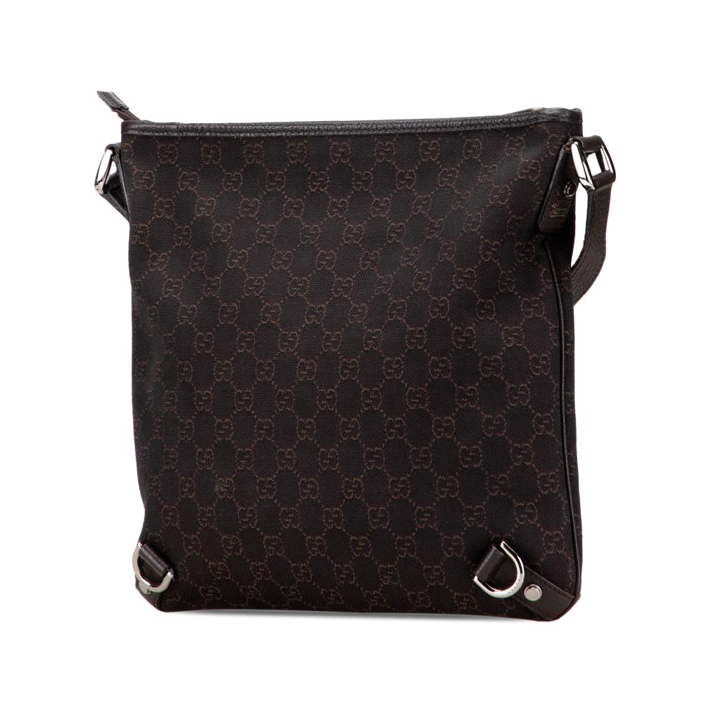 Gucci B Gucci Brown Dark Brown Denim Fabric GG Abbey D Ring Crossbody Italy