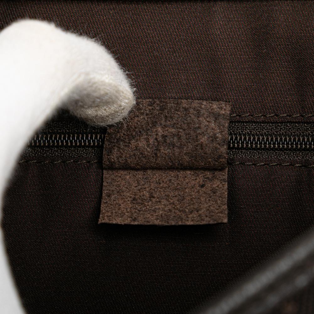 Gucci B Gucci Brown Dark Brown Denim Fabric GG Abbey D Ring Crossbody Italy