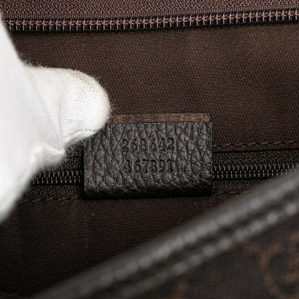 Gucci B Gucci Brown Dark Brown Denim Fabric GG Abbey D Ring Crossbody Italy