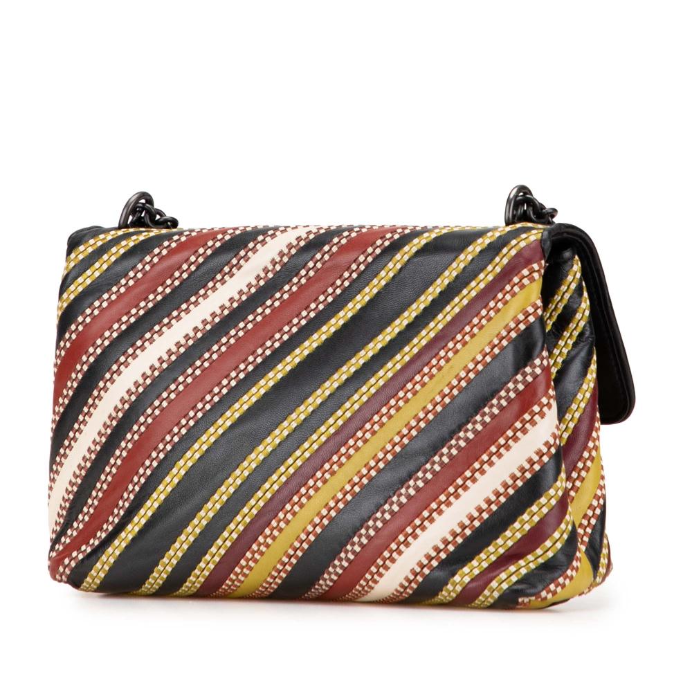 Bottega Veneta B Bottega Veneta Red Calf Leather Small Embroidered Stripe Olimpia Shoulder Bag Italy