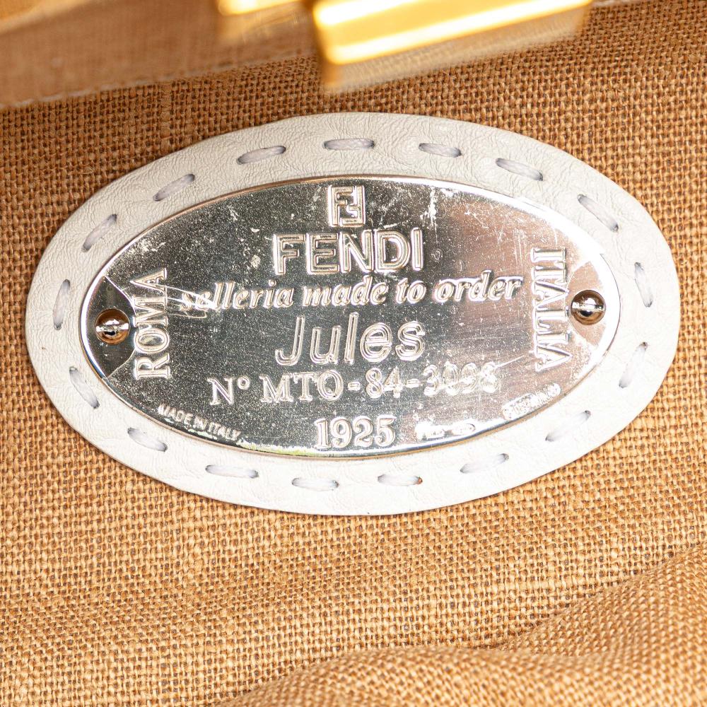 Fendi B Fendi White Calf Leather Medium Pebbled Peekaboo Satchel Italy