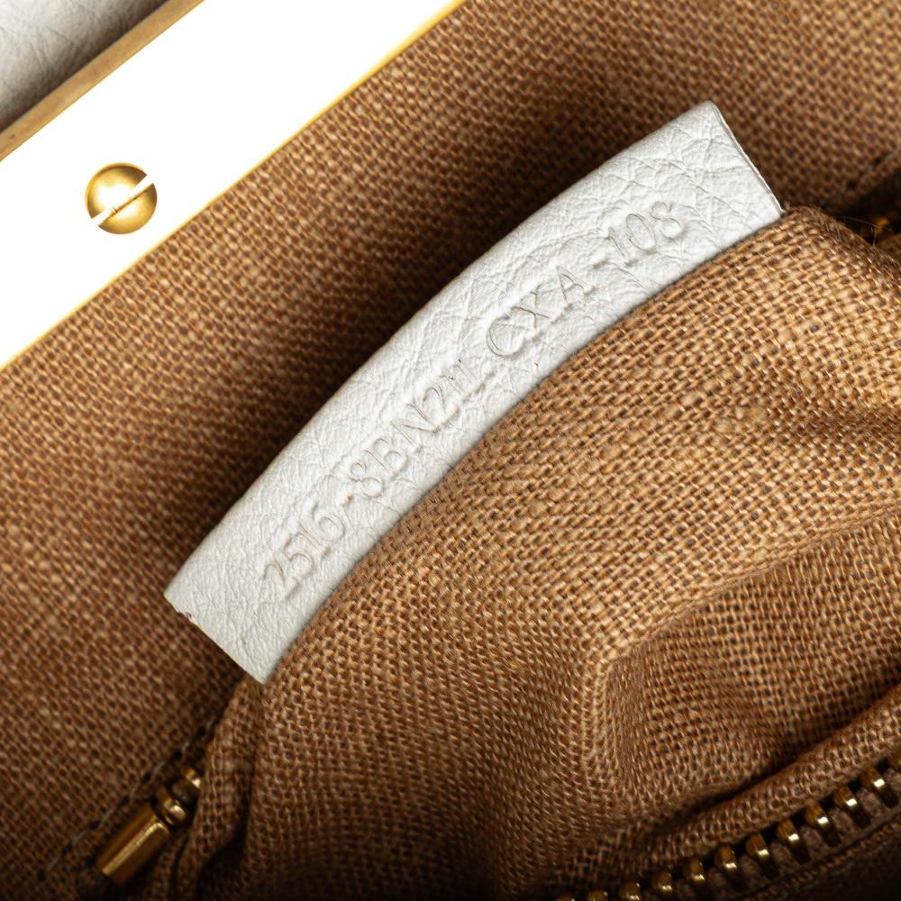 Fendi B Fendi White Calf Leather Medium Pebbled Peekaboo Satchel Italy