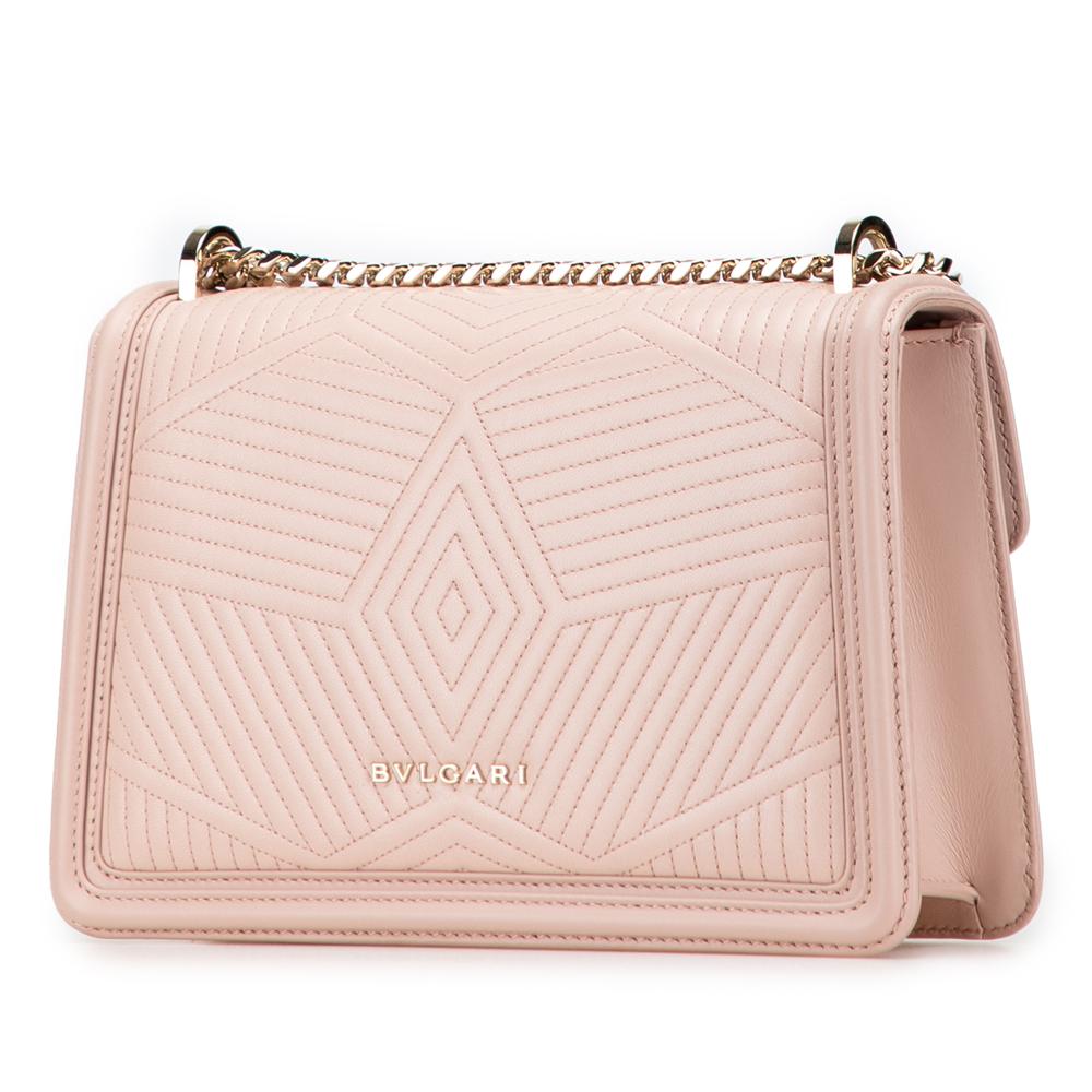 Bvlgari B Bvlgari Pink Light Pink Calf Leather Quilted skin Diamond Blast Serpenti Forever Satchel Italy
