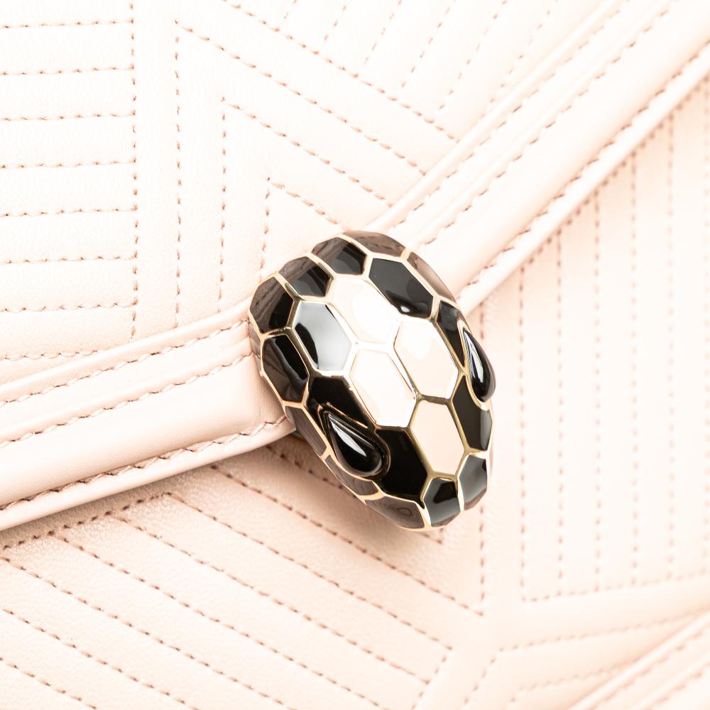 Bvlgari B Bvlgari Pink Light Pink Calf Leather Quilted skin Diamond Blast Serpenti Forever Satchel Italy