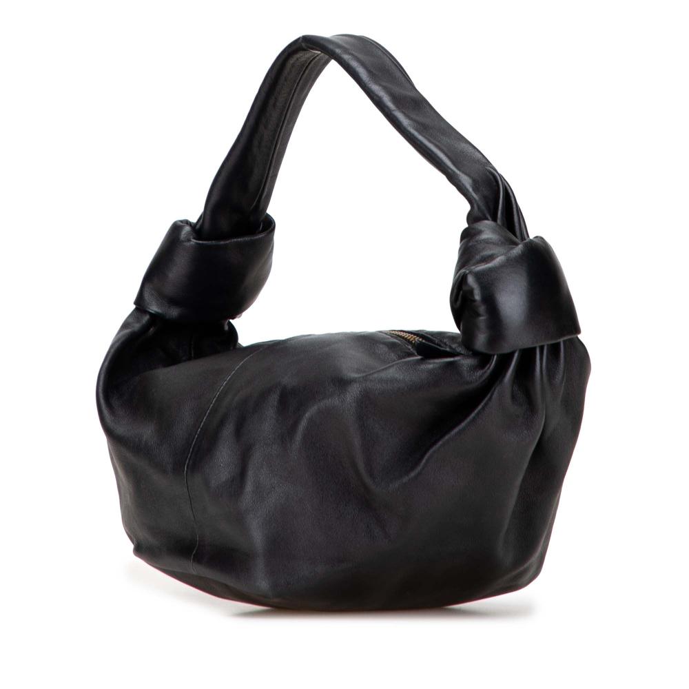 Bottega Veneta B Bottega Veneta Black Calf Leather Mini skin Double Knot Bag Italy