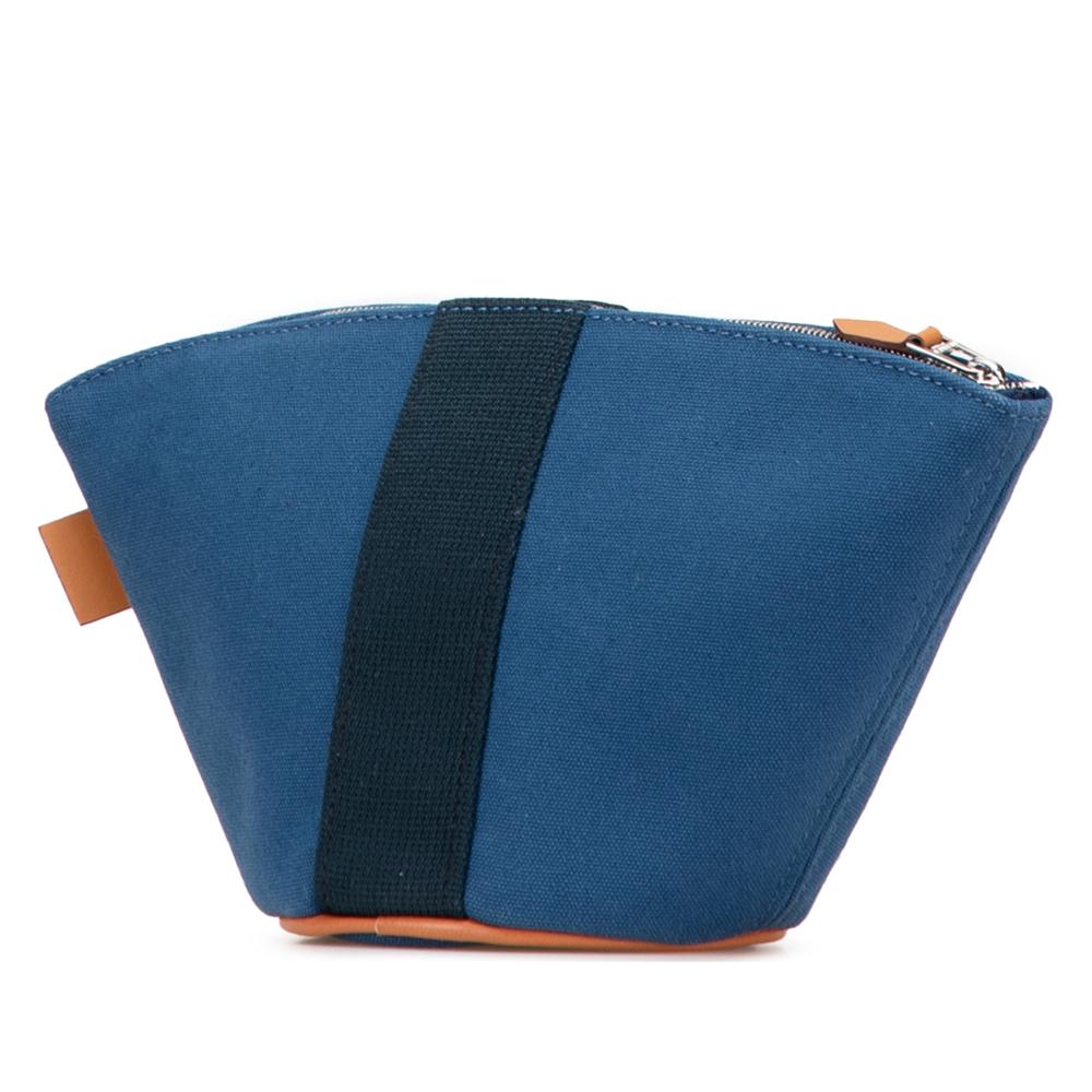 Hermès AB Hermès Blue Canvas Fabric Mini Toile Palmyre Pouch France