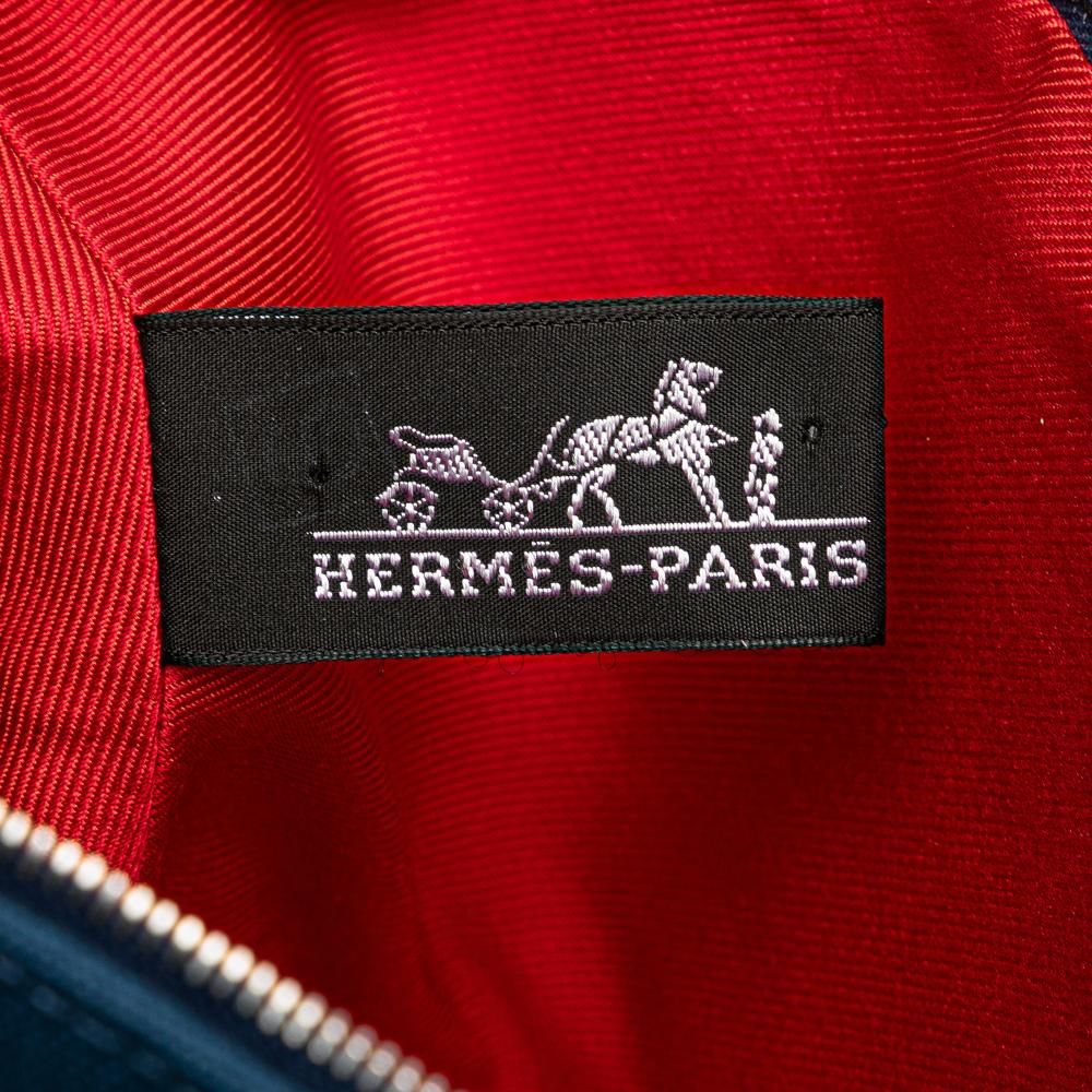 Hermès AB Hermès Blue Canvas Fabric Mini Toile Palmyre Pouch France
