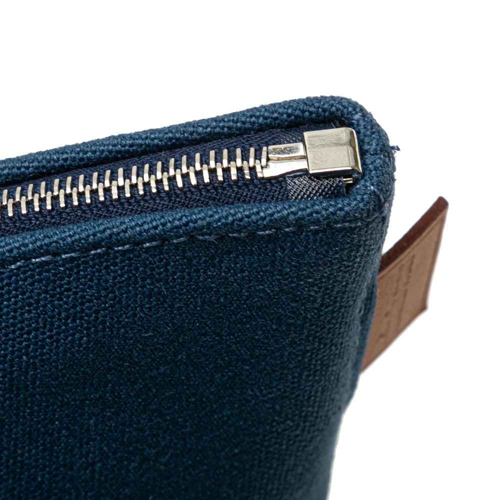 Hermès AB Hermès Blue Canvas Fabric Mini Toile Palmyre Pouch France