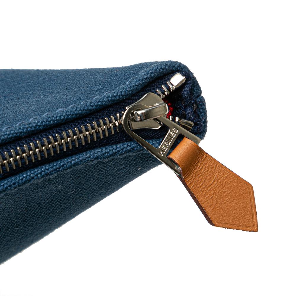 Hermès AB Hermès Blue Canvas Fabric Mini Toile Palmyre Pouch France