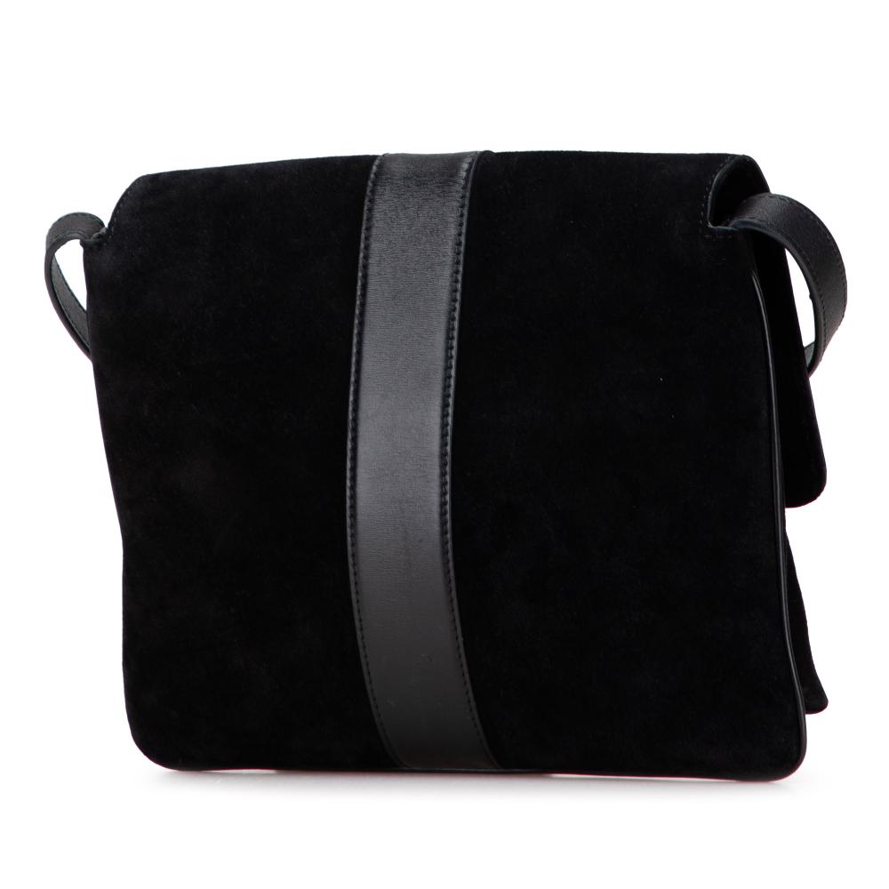 Gucci B Gucci Black Suede Leather Medium Arli Crossbody Italy