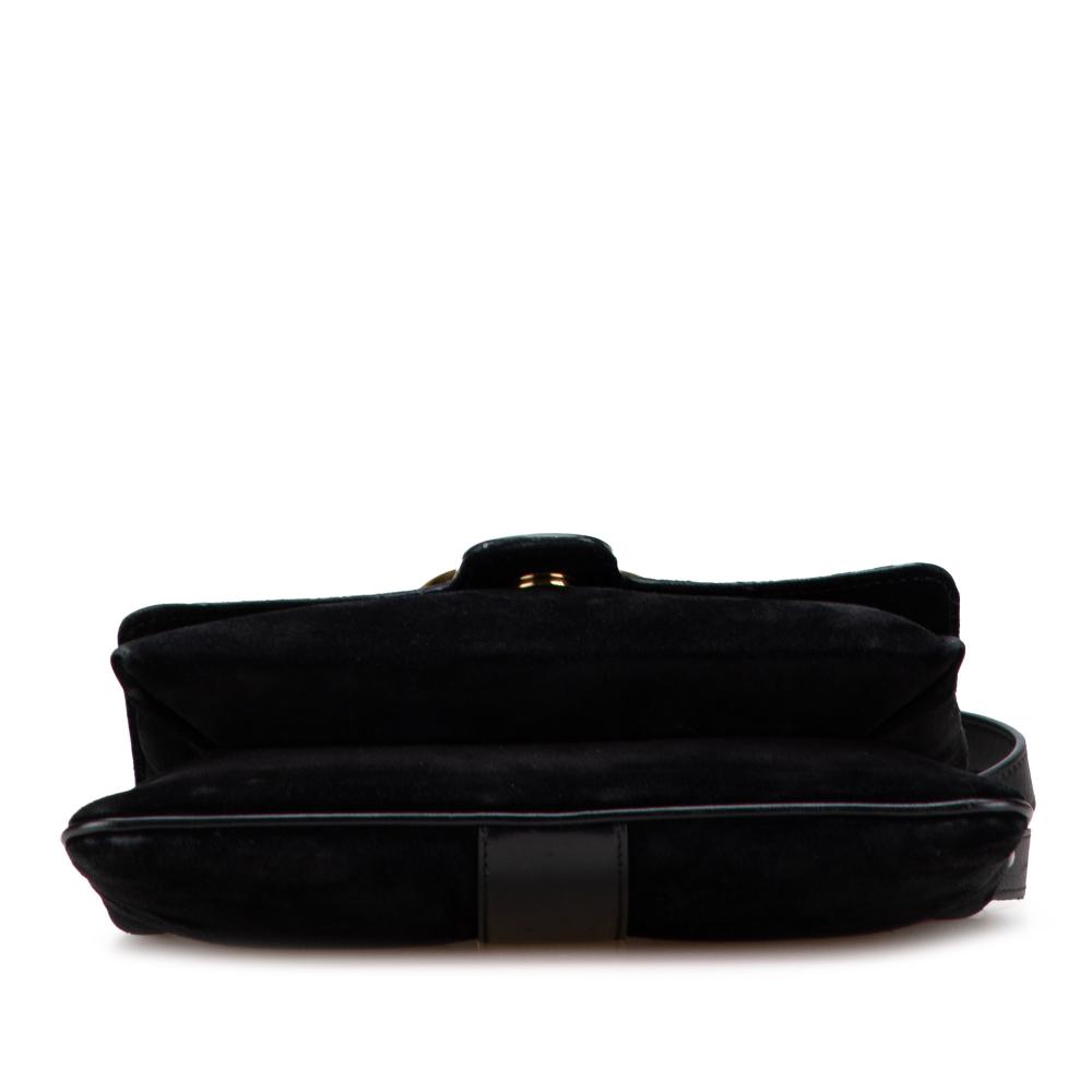 Gucci B Gucci Black Suede Leather Medium Arli Crossbody Italy